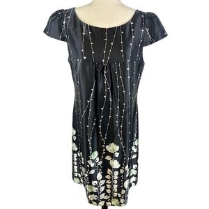 Jessica Howard Black Floral Dress Women's Cap Sleeve Fit & Flare Size 12